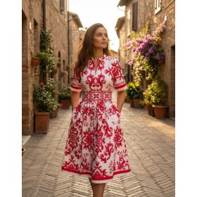 Capri Red lenvászon ruha