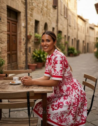 Capri Red lenvászon ruha